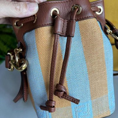 Mini Mon Tresor Multicolour Pequin Raffia and Leather - Fendi