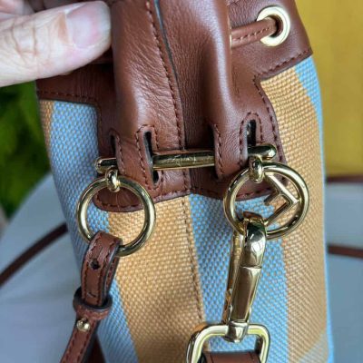 Mini Mon Tresor Multicolour Pequin Raffia and Leather - Fendi